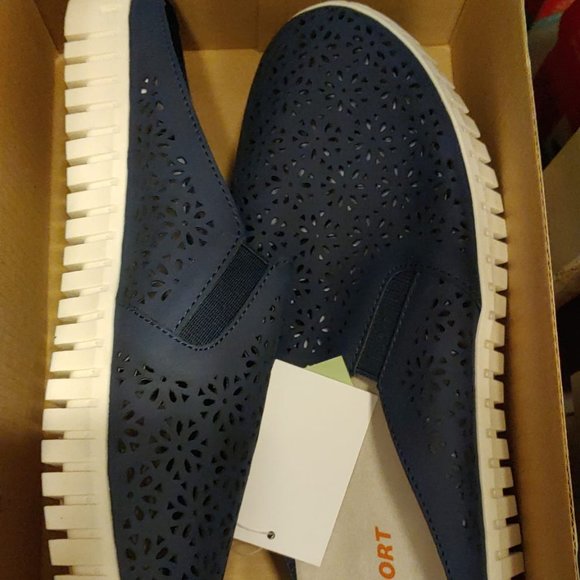 Jsport Ladies' Floral Cutout Lightweight Comfy Slip-On Mule - Navy - Picture 8 of 8